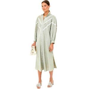Pomander Place Tuckernuck Jolene Laurel Green Midi Dress Women's Size M Crochet